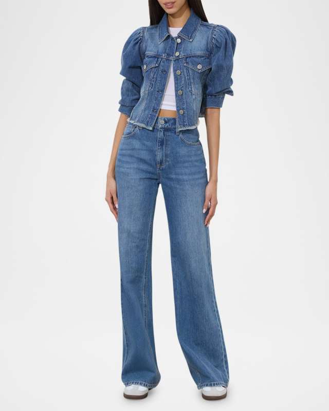 Lana Puff-Sleeve Denim Jacket